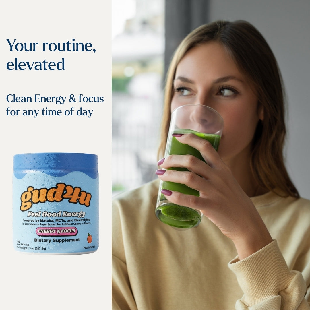 Gud4u: Clean Energy, Matcha & Peach Flavor